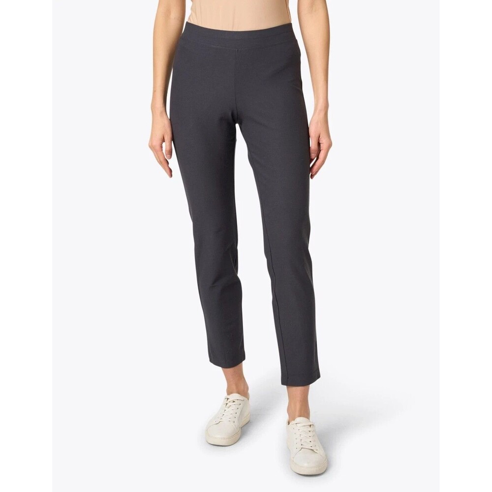 Eileen Fisher Washable Stretch Crepe Slim Ankle Pants Gray Womens L System Crop